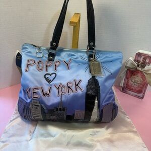 Coach poppy Blue and Black limited edition New York Tote